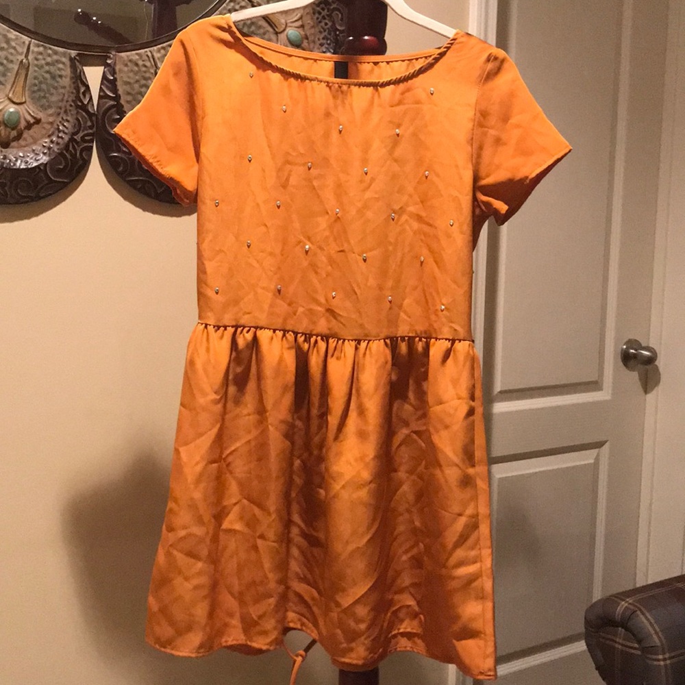 Marigold rainbow crystal studded dress
